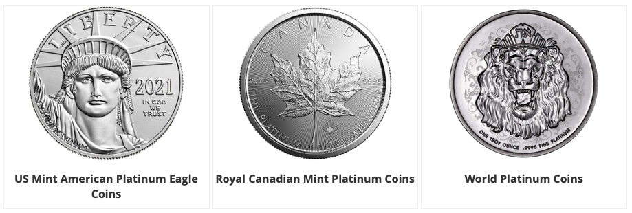 Platinum coins on SD Bullion website